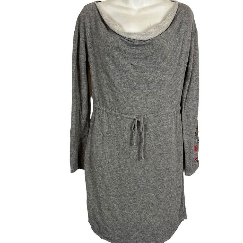 Anthropologie Dolan Port Maria Embroidered T-Shirt Mini Knit Gray Dress sz S